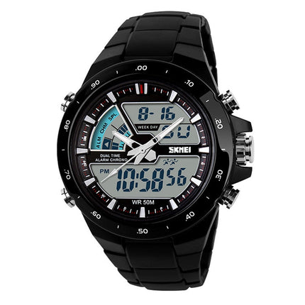 SKMEI 1016 Multifunctional Men Outdoor Sports Noctilucent Waterproof Double Digital Watch