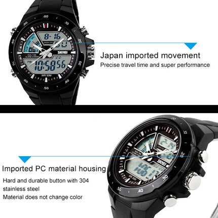 SKMEI 1016 Multifunctional Men Outdoor Sports Noctilucent Waterproof Double Digital Watch