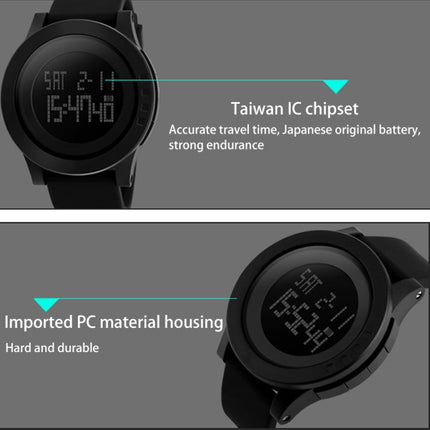 SKMEI 1142 Multifunctional Men Outdoor Sports Noctilucent Waterproof Silica Gel Digital Watch