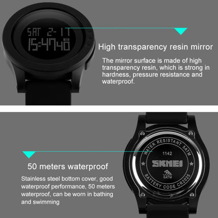 SKMEI 1142 Multifunctional Men Outdoor Sports Noctilucent Waterproof Silica Gel Digital Watch
