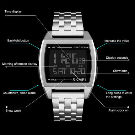 SKMEI 1368 Multifunctional Men Outdoor Sports Noctilucent Waterproof Digital Watch