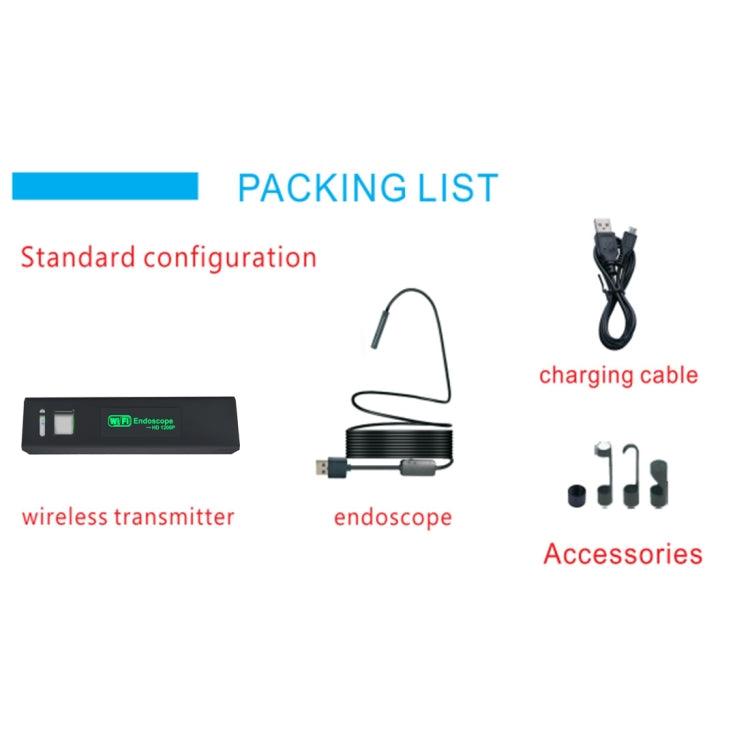 YPC110 8mm 2.0MP HD Camera WiFi Endoscope Snake Tube Inspection Camera with 8 LED, Waterproof IP68, Lens Diameter: 8mm, Length: 5m, Hard Line