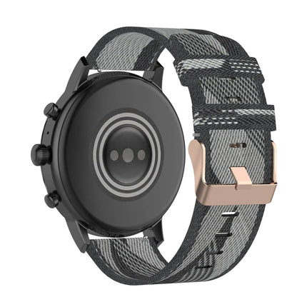 22mm Stripe Weave Nylon Wrist Strap Watch Band for Fossil Gen 5 Carlyle, Gen 5 Julianna, Gen 5 Garrett, Gen 5 Carlyle HR
