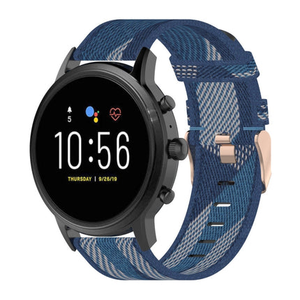 22mm Stripe Weave Nylon Wrist Strap Watch Band for Fossil Gen 5 Carlyle, Gen 5 Julianna, Gen 5 Garrett, Gen 5 Carlyle HR
