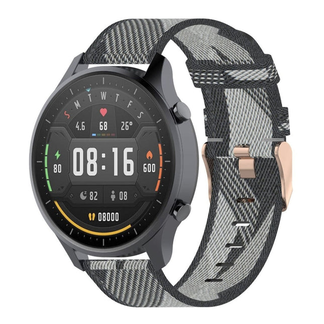 22mm Stripe Weave Nylon Wrist Strap Watch Band for Xiaomi Mi Watch Color, Garmin Vivoactive 4