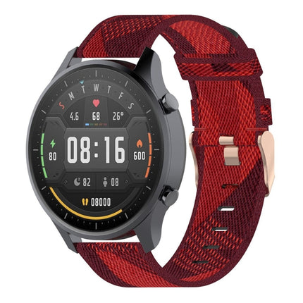 22mm Stripe Weave Nylon Wrist Strap Watch Band for Xiaomi Mi Watch Color, Garmin Vivoactive 4
