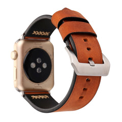 For Apple Watch Series 3 & 2 & 1 38mm Retro XX Line Pattern Genuine Leather Wrist Watch Band, For 38mm