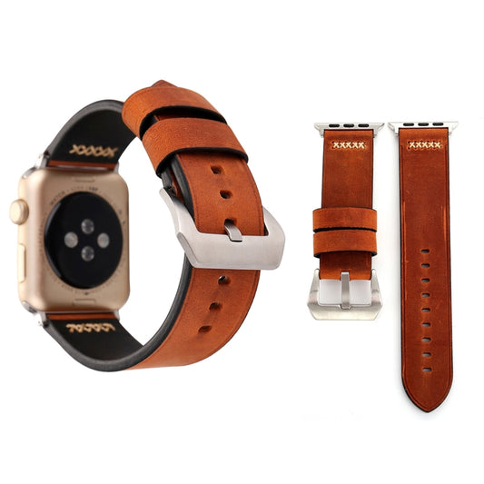 For Apple Watch Series 3 & 2 & 1 38mm Retro XX Line Pattern Genuine Leather Wrist Watch Band, For 38mm