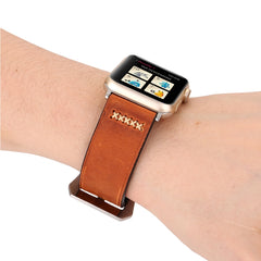 For Apple Watch Series 3 & 2 & 1 38mm Retro XX Line Pattern Genuine Leather Wrist Watch Band, For 38mm