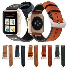 For Apple Watch Ultra 49mm&Watch Ultra 2 49mm / Series 10 46mm / 9&8&7 45mm / SE 3&SE 2&6&SE&5&4 44mm / 3&2&1 42mm Retro XX Line Pattern Genuine Leather Wrist Watch Band, For 42mm