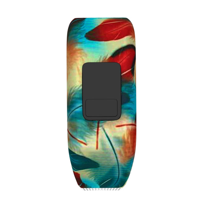 Colourful Feathers Pattern Silicone Sport Watch Band for Garmin Vivofit JR, Size: Small