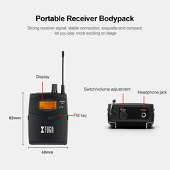 XTUGA IEM1200 Wireless Receiver Bodypack Stage Singer Ear Monitor System, Receiver Bodypack