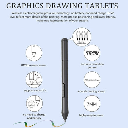 10Moons T503 Drawing Tablet Can Be Connected to mobile Phone Tablet with 8192 Passive Pen
