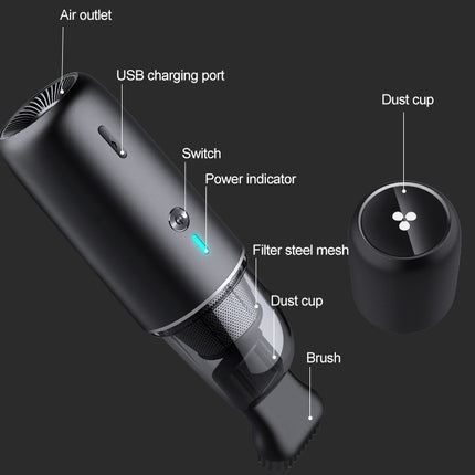 Car / Household Wireless Portable 90W Handheld Powerful Vacuum Cleaner, White, Navy Blue