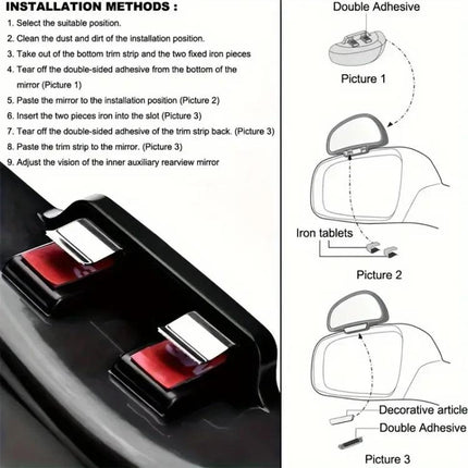 3R-091 Car Blind Spot Left Rear View Wide Angle Adjustable Mirror, 3R-091, 3R-091 (Black)