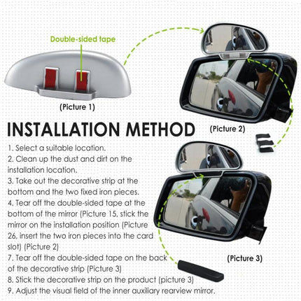 3R-091 Car Blind Spot Left Rear View Wide Angle Adjustable Mirror, 3R-091, 3R-091 (Black)
