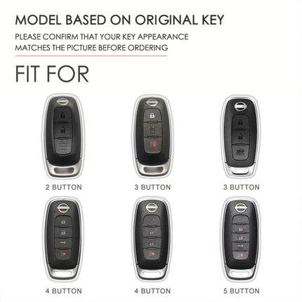 For Nissan Teana / Ariya 4-button Horn Hallmo Car Cowhide Leather Key Protective Cover Key Case, 4-button Horn