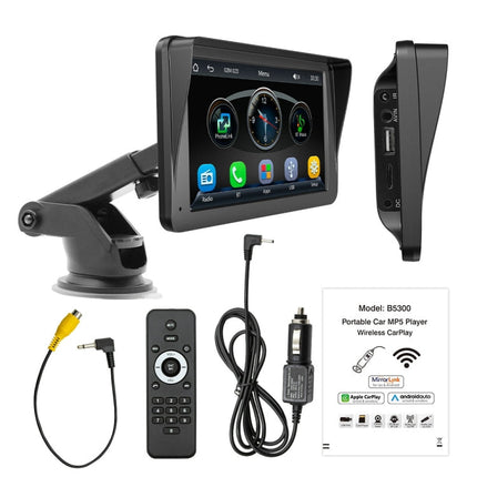 B5300 7 inch Wireless CarPlay Car Bluetooth MP5 Player, Support Mobile Phone Interconnection with Remote Control, B5300 with Remote Control