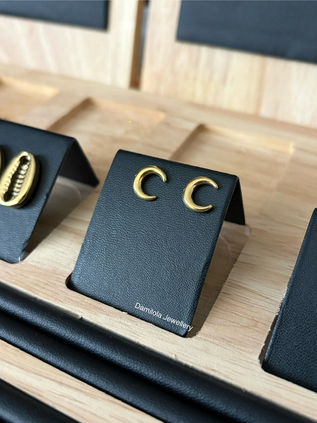 Crescent Moon ‘Luna’ Stud Earrings - Gold/Silver