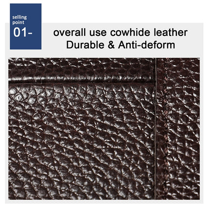 6023 Casual Litchi Texture Soft Face Full-grain Cowhide One Shoulder Crossbody Bag for Men, Black, Coffee, Red, Brown