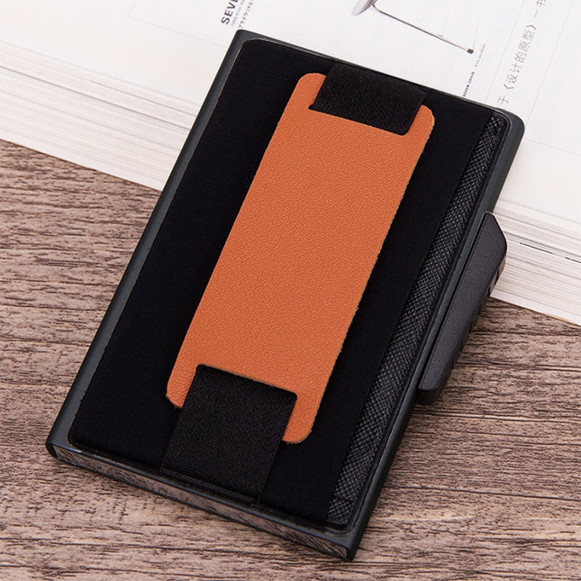 X-32C Automatically Pop-up Card Type Anti-magnetic RFID Anti-theft Men Aluminum Alloy B Dial Button Elastic Bag Wallet with PU Leather Strap, X-32C B Dial Button Red, X-32C B Dial Button Silver, X-32C B Dial Button Black, X-32C B Dial Button Grey      ...
