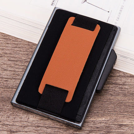 X-32C Automatically Pop-up Card Type Anti-magnetic RFID Anti-theft Men Aluminum Alloy B Dial Button Elastic Bag Wallet with PU Leather Strap, X-32C B Dial Button Red, X-32C B Dial Button Silver, X-32C B Dial Button Black, X-32C B Dial Button Grey      ...