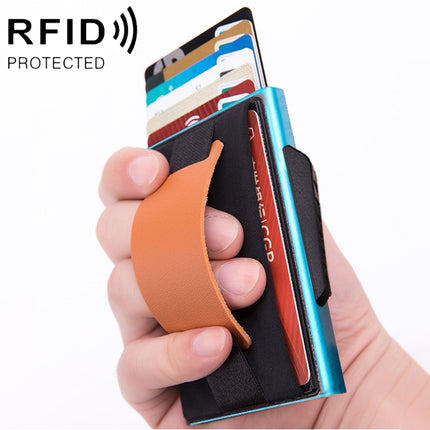 X-32C Automatically Pop-up Card Type Anti-magnetic RFID Anti-theft Men Aluminum Alloy B Dial Button Elastic Bag Wallet with PU Leather Strap, X-32C B Dial Button Red, X-32C B Dial Button Silver, X-32C B Dial Button Black, X-32C B Dial Button Grey      ...
