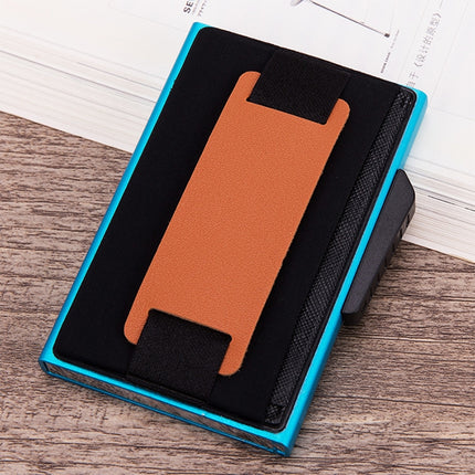 X-32C Automatically Pop-up Card Type Anti-magnetic RFID Anti-theft Men Aluminum Alloy B Dial Button Elastic Bag Wallet with PU Leather Strap, X-32C B Dial Button Red, X-32C B Dial Button Silver, X-32C B Dial Button Black, X-32C B Dial Button Grey      ...