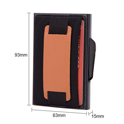 X-32C Automatically Pop-up Card Type Anti-magnetic RFID Anti-theft Men Aluminum Alloy B Dial Button Elastic Bag Wallet with PU Leather Strap, X-32C B Dial Button Red, X-32C B Dial Button Silver, X-32C B Dial Button Black, X-32C B Dial Button Grey      ...