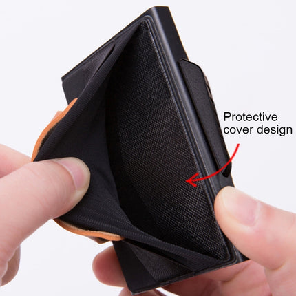 X-32C Automatically Pop-up Card Type Anti-magnetic RFID Anti-theft Men Aluminum Alloy B Dial Button Elastic Bag Wallet with PU Leather Strap, X-32C B Dial Button Red, X-32C B Dial Button Silver, X-32C B Dial Button Black, X-32C B Dial Button Grey      ...