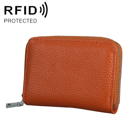 KB205 Antimagnetic RFID Litchi Texture Leather Zipper Large-capacity Card Holder Wallet