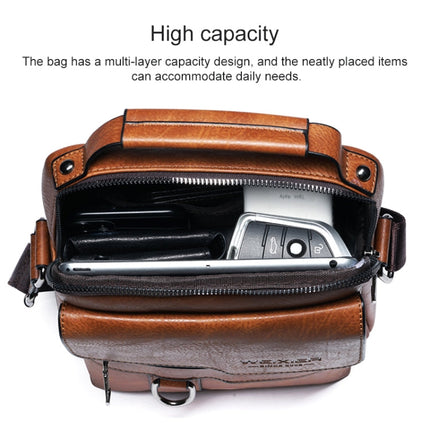 WEIXIER 8642 Men Business Retro PU Leather Handbag Crossbody Bag, 26 x 22 x 8cm