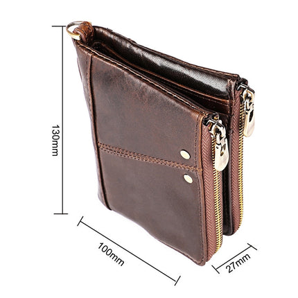 3533 Antimagnetic RFID Top-grain Leather Crazy Horse Texture Men Business Leisure Wallet