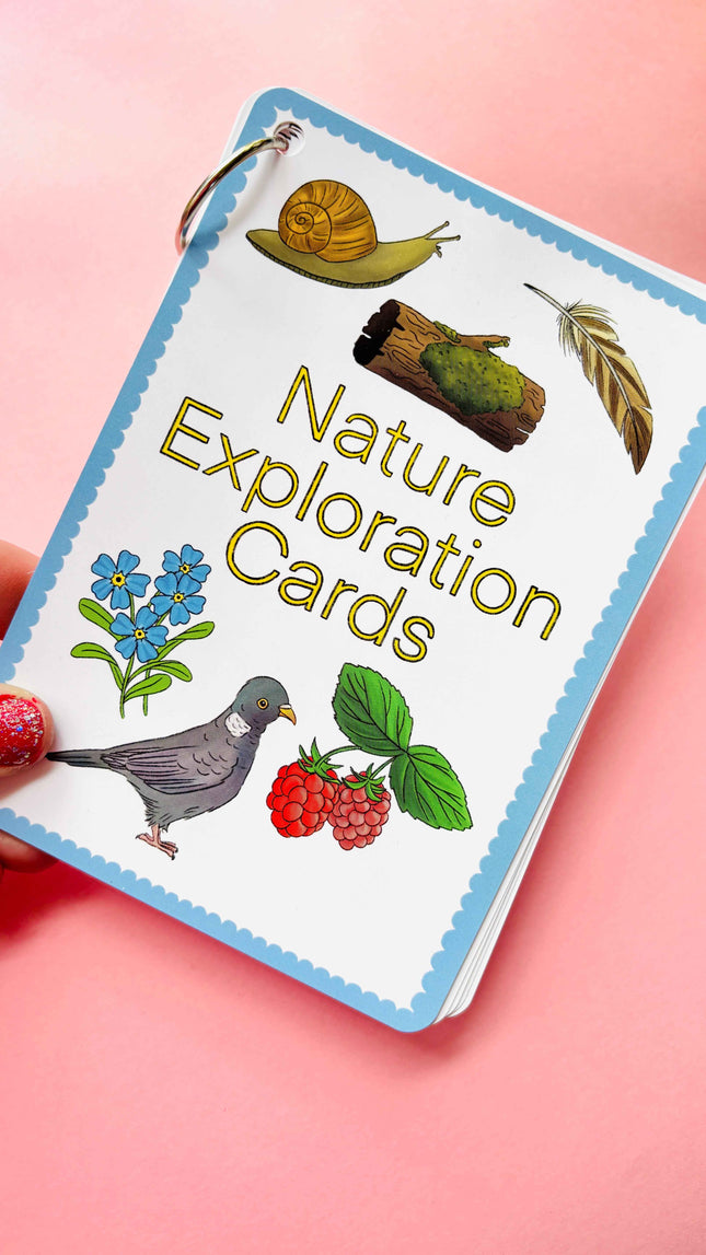 Nature Explorer Scavenger Hunt Cards- Illustrated Educational Activity Cards for Kids