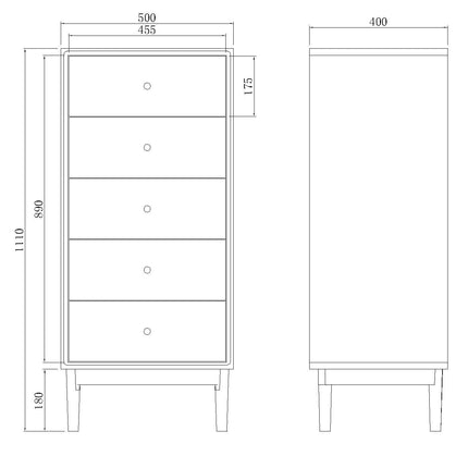 Wright Oak Tallboy Chest of 5 Drawers