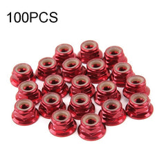 100 PCS iFlight M5 CW 6061 Aluminum Motor Screw Nuts Nylon Insert Self Lock Flange Nut for RC FPV Racing Drone Motor, M5 CW 6061(Black), M5 CW 6061(Red)