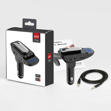 ER9 2 in 1 Hands-Free Calling Car Kit Wireless Bluetooth Headset Dual USB Charger FM Transmitter MP3 Music Player