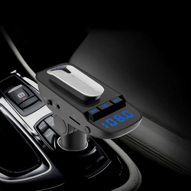 ER9 2 in 1 Hands-Free Calling Car Kit Wireless Bluetooth Headset Dual USB Charger FM Transmitter MP3 Music Player