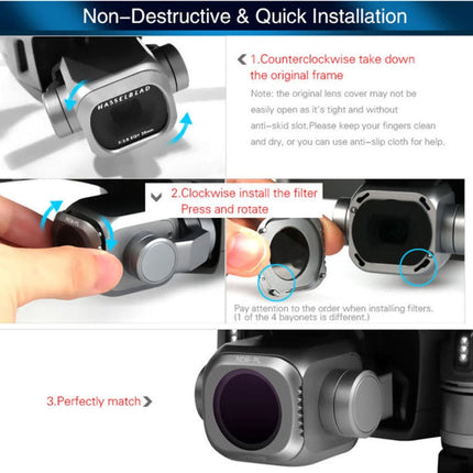 Sunnylife M2P-FI538 ND8-PL + ND16-PL + ND32-PL + ND64-PL ND-PL Lens Filter for DJI Mavic 2 Pro