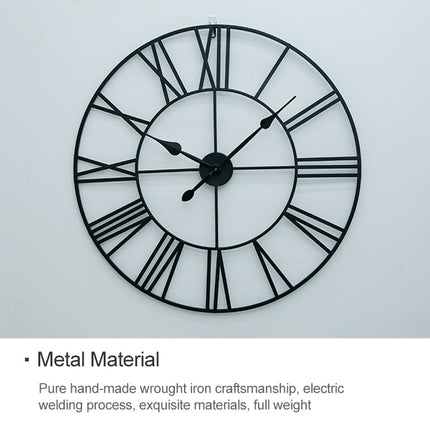 40cm Retro Living Room Iron Round Roman Numeral Mute Decorative Wall Clock, 40cm