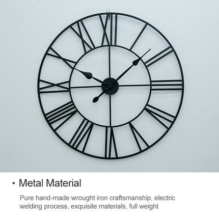 40cm Retro Living Room Iron Round Roman Numeral Mute Decorative Wall Clock, 40cm