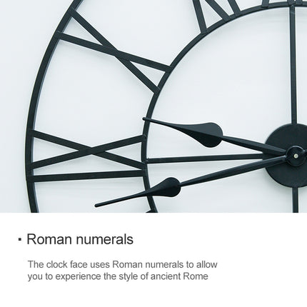 40cm Retro Living Room Iron Round Roman Numeral Mute Decorative Wall Clock, 40cm