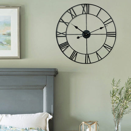 40cm Retro Living Room Iron Round Roman Numeral Mute Decorative Wall Clock, 40cm