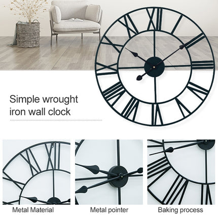40cm Retro Living Room Iron Round Roman Numeral Mute Decorative Wall Clock, 40cm