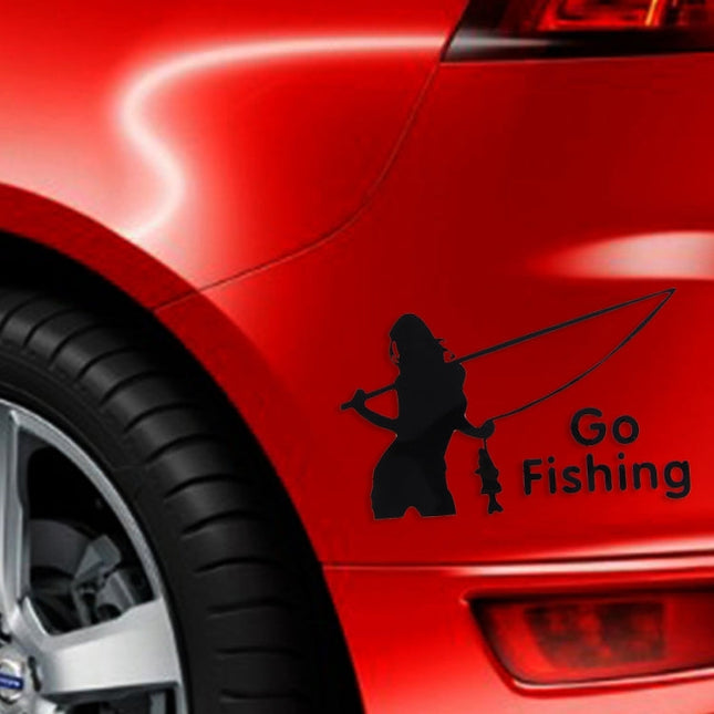 Beauty Go Fishing Styling Reflective Car Sticker, Size: 14cm x 8.5cm