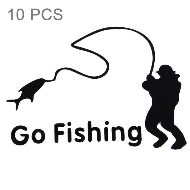 10 PCS Go Fishing Styling Reflective Car Sticker, Size: 14cm x 9.5cm, Fishing Styling 1