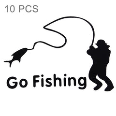 10 PCS Go Fishing Styling Reflective Car Sticker, Size: 14cm x 9.5cm