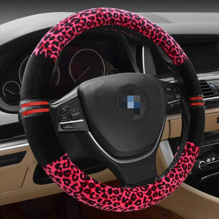 Leopard Grain Steering Wheel Cover, Adaptation Steering Wheel Diameter: 37-38 cm, 37-38cm Beige, 37-38cm Coffee, 37-38cm Magenta, 37-38cm Black