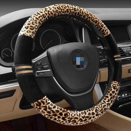 Leopard Grain Steering Wheel Cover, Adaptation Steering Wheel Diameter: 37-38 cm, 37-38cm Beige, 37-38cm Coffee, 37-38cm Magenta, 37-38cm Black