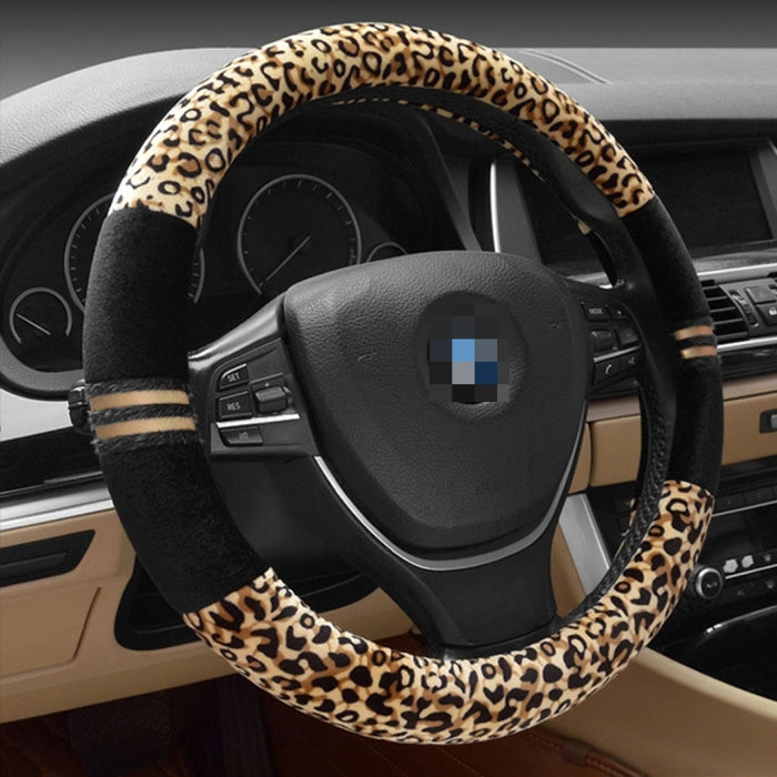 Leopard Grain Steering Wheel Cover, Adaptation Steering Wheel Diameter: 37-38 cm, 37-38cm Beige, 37-38cm Coffee, 37-38cm Magenta, 37-38cm Black